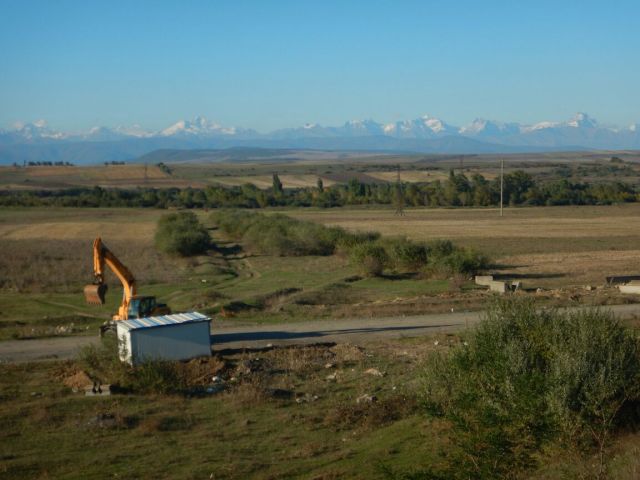 The valley opening out with cracking views of the Caucasus mountains