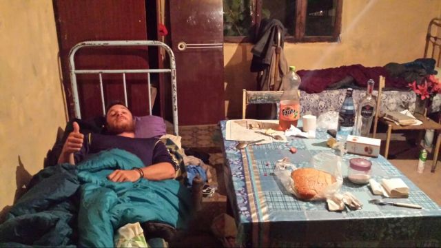 Crashed out after many toasts with our hosts