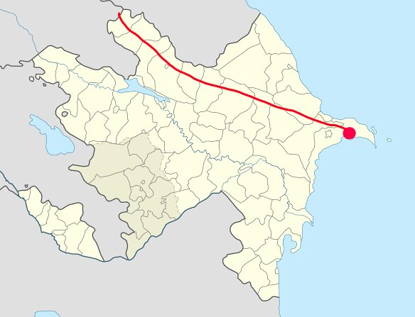 Red dot marks Baku.