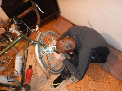 Necessary bike repairs on Day One