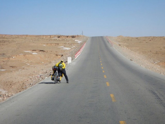 Braced against the wind on the Tibetan plateau