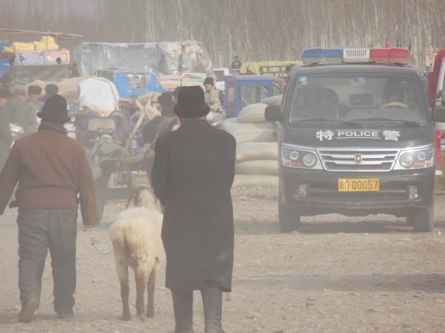 Outside Kashgar market, 4 Jan 15