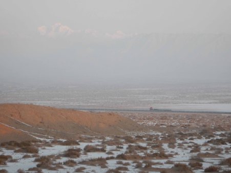 A 32-wheel flatbed truck makes its way along the Northern Road, 9 Jan 15