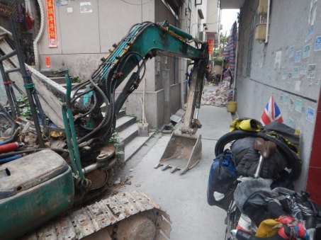 Demolition outside our accommodation